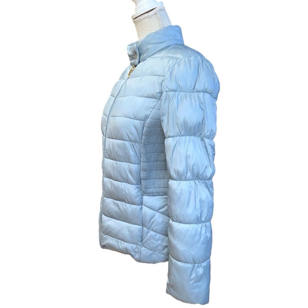 Via Spiga Ice Blue Smocked Quilted Puffer Jacket Size S - Picture 4 of 12